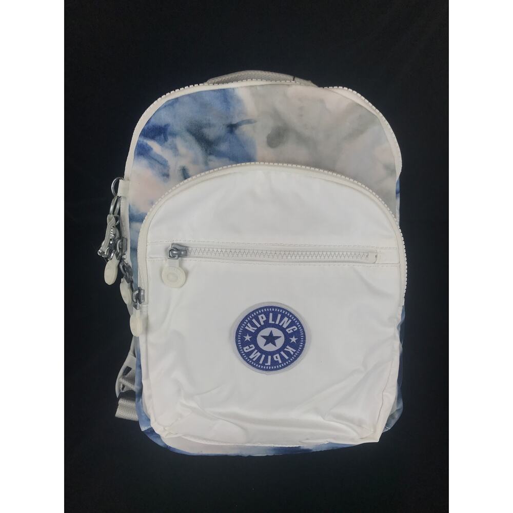 Kipling Tie Dye Pattern Backpack school book bag Blue/White/Gray New
